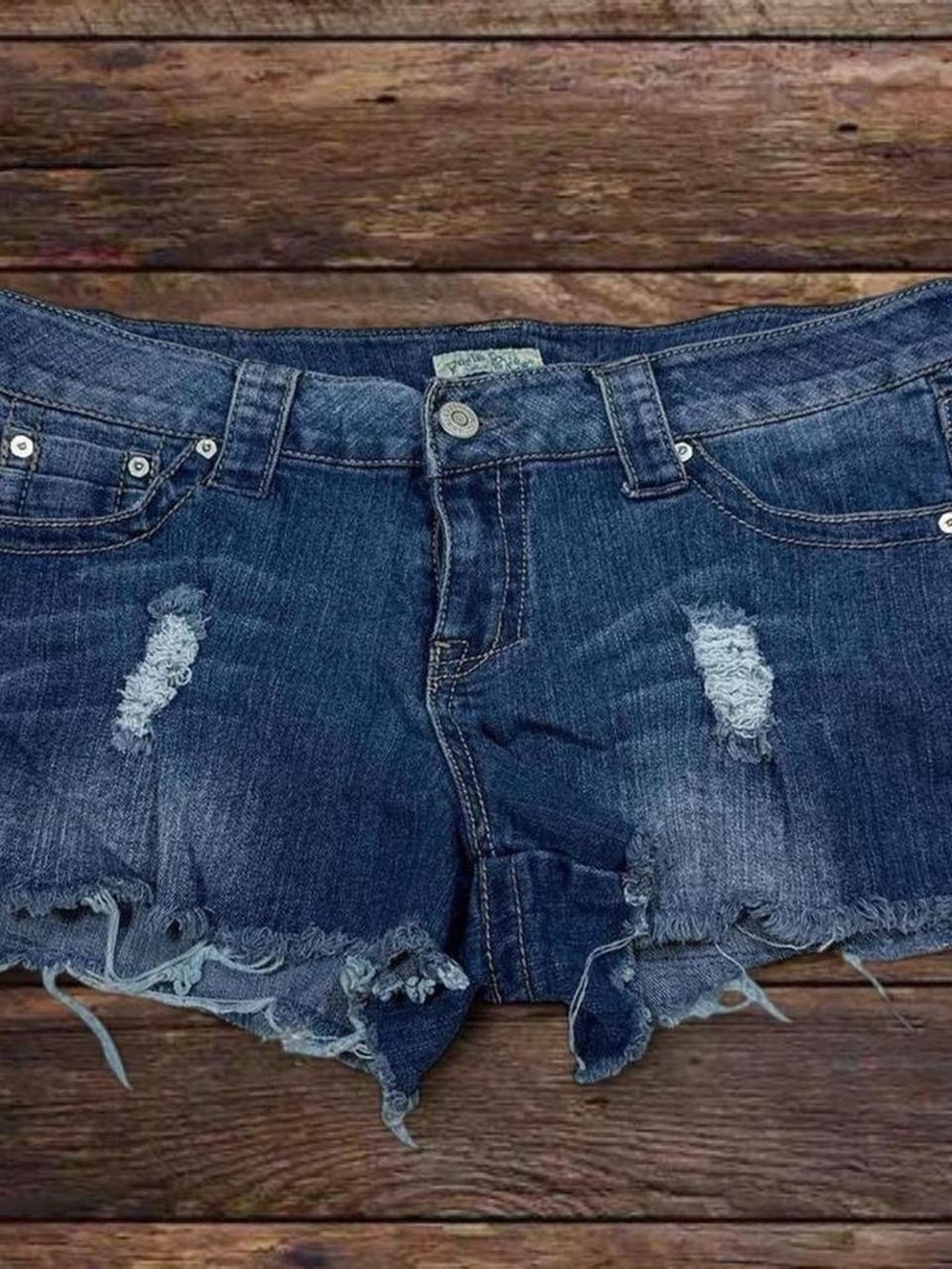 Paris Blues Dark Denim Distressed Cutoff Shorts